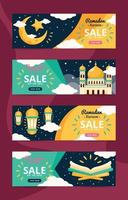 feliz eid mubarak ramadan kareem banner set vector