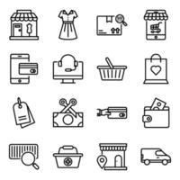 paquete de iconos lineales de compras vector