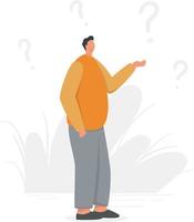 Confused man character with question sign flat design illustration vector