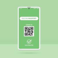 3D Smartphone vaccine passport, coronavirus vaccination digital certificate vector