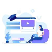 Flat design of online courses illustration vector