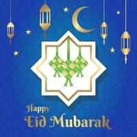 happy Eid mubarak celebratory illustration, greeting card vector