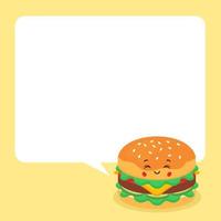 Cute Burger with Speech Bubble vector