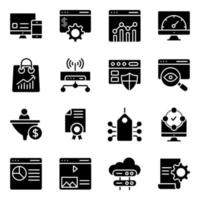 paquete de iconos sólidos seo y web vector