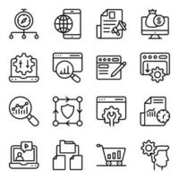 Pack of Search Engine Optimization Linear Icons vector