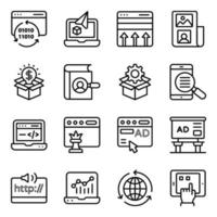 paquete de iconos lineales de tecnología web y seo vector