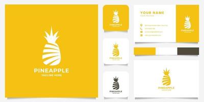 Piña de silueta simple y minimalista con plantilla de tarjeta de visita vector