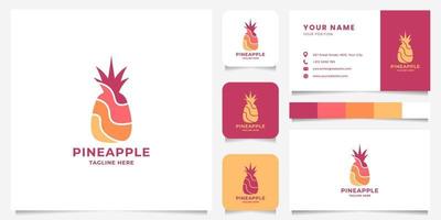 logotipo de piña degradado colorido con plantilla de tarjeta de visita vector