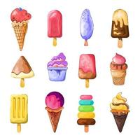 Collection of ice creams isolated on white background. vector