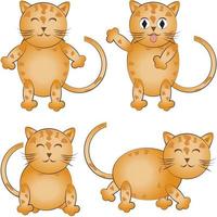 Simple Flat Cartoon Cat Set vector