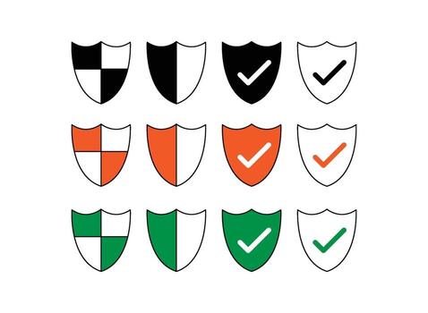 vector illustration of shield icons set for website and mobile app