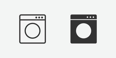 vector illustration of wash machine icon set on grey background for website and mobile app