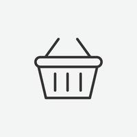 vector illustration of shopping basket icon on grey background for website and mobile app