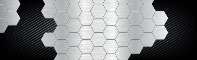 Abstract background hexagons from metal and carbon fiber - Vector illustration