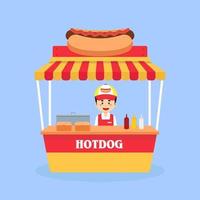 Salesman Sell Hotdog Booth Street vector