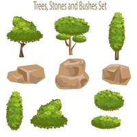 Trees and Rocks Design Elements vector