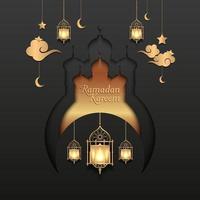 Ramadan Kareem square background with lantern ornaments. vector