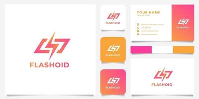 Colorful Flash on Slanted Rectangular Logo with Business Card Template vector