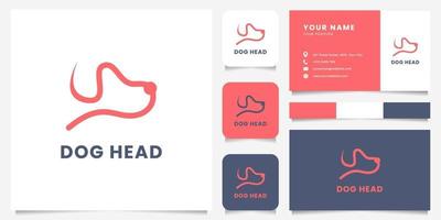 Simple and Minimalist Line Dog Head Logo with Business Card Template vector