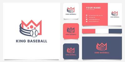 Darting Baseball and Crown Logo with Business Card Template vector