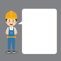 Construction Workers Making Thumb Up with Speech Bubbles vector