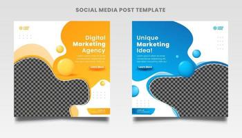 Set of Editable minimal square banner templates Digital Marketing Agency Social Media Post Template. vector