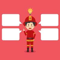 Firefighters Character Shows Get Idea with Bubble Text vector