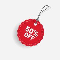 Red Tag 50 Off discount label Vector