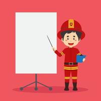 personaje de bomberos con tablero en blanco vector