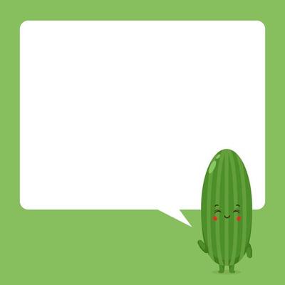 Cute Cucumber with Speech Bubbles