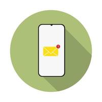 icono de notificación de mensaje o correo electrónico en vector de fondo blanco.