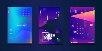 Background set of abstract geometric patterns with line and halftone patterns for business brochure cover designs. vector