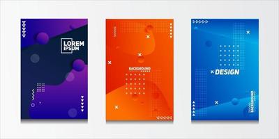 Background set of abstract geometric patterns with line and halftone patterns for business brochure cover designs. vector