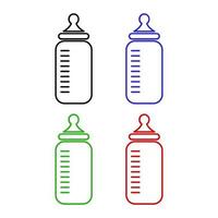 Set Of Baby Bottles On White Background vector