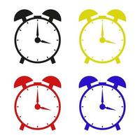 Conjunto de reloj despertador sobre fondo blanco. vector