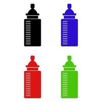 Set Of Baby Bottles On White Background vector