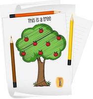 Sketch apple tree on paper isolated vector