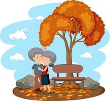 Old couple in love in the park isolated vector