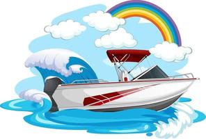 A speed boat in the sea on white background vector