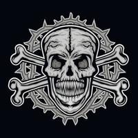 Gothic sign with skull and bone, grunge vintage design t shirts vector