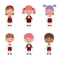 group of interracial students characters vector