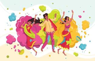 Happy Holi Festival with Flat Character vector