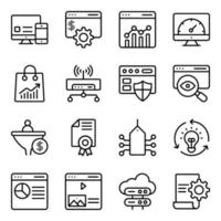 paquete de iconos lineales seo y web vector