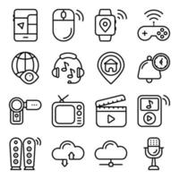 paquete de iconos lineales de dispositivos inteligentes vector