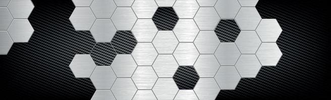 Abstract background hexagons from metal and carbon fiber - Vector illustration