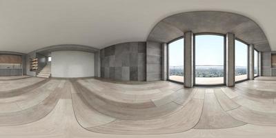 360 panorama of an empty modern interior room in 3D rendering photo