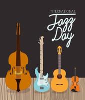 jazz day poster with string instruments vector