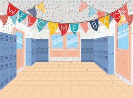 school scene with lockers vector