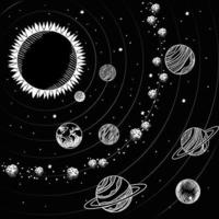 Sun and planets drawings of solar system design vector