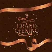 grand opening message with golden ribbon vector